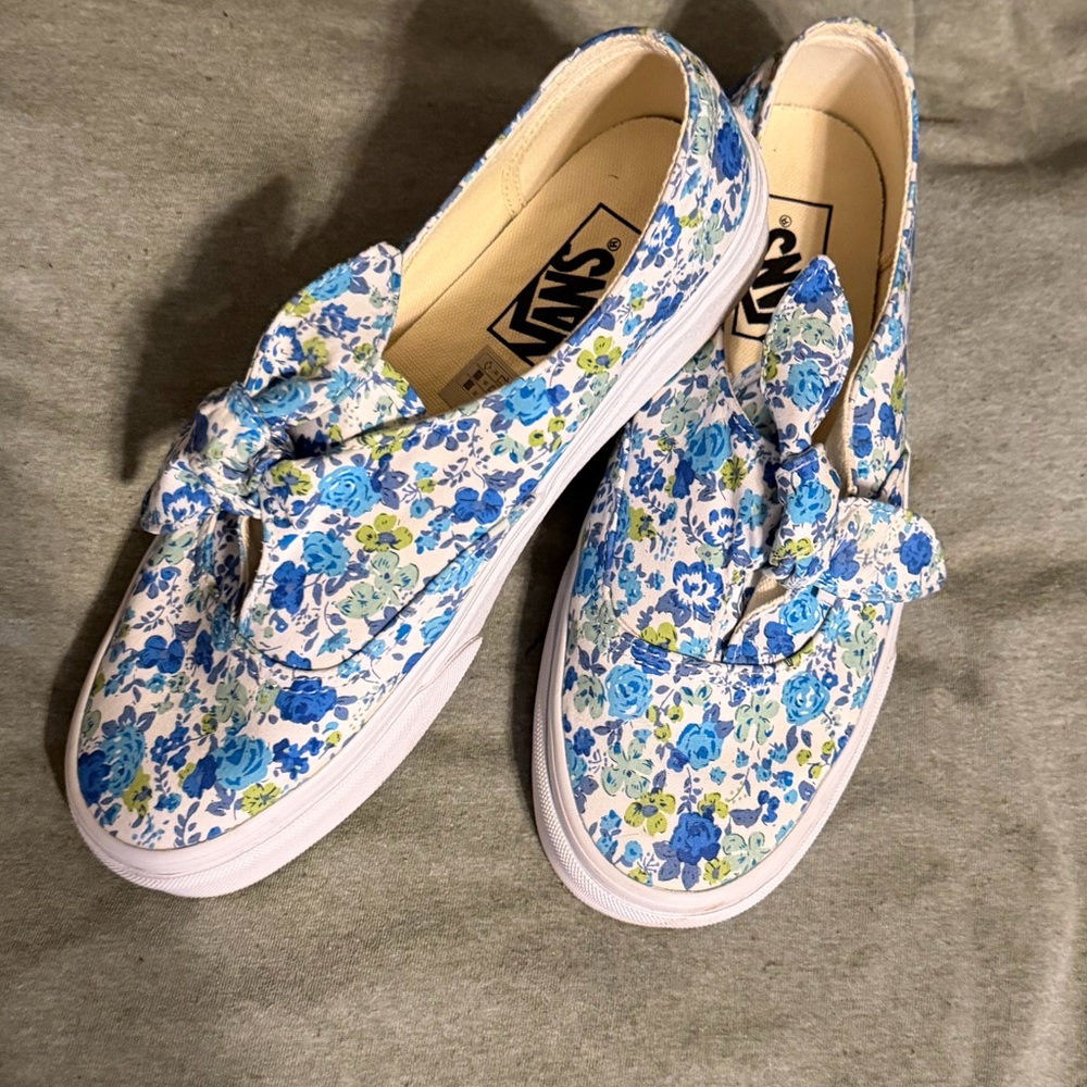Vans Blue and Green Floral Sneakers